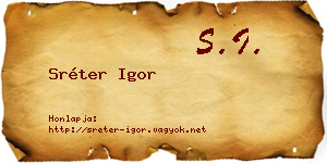 Sréter Igor névjegykártya